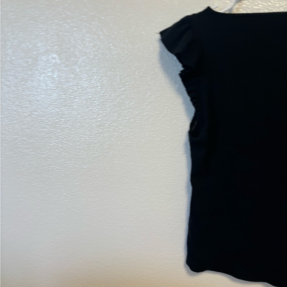 J. Crew | Flutter Sleeve Fitted Tee | Large | Black - Picture 5 of 6